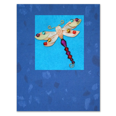 Bright Wing Dragonfly Pin On A Card - Handmade