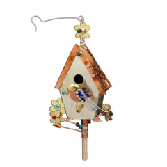 Bluebird Birdhouse Ornament - Handmade