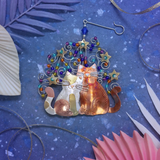Starry Night Cats Ornament - Handmade