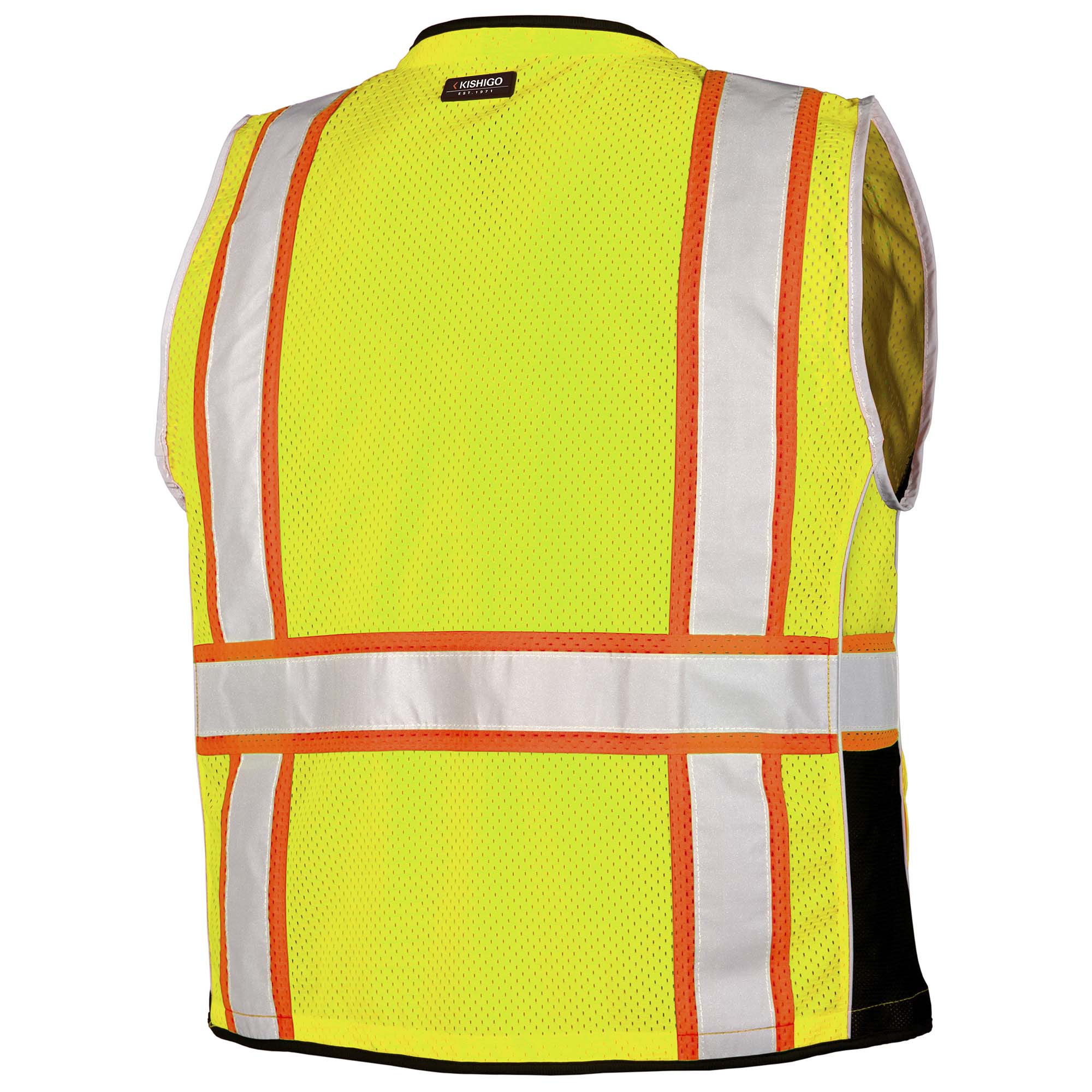Kishigo 1513 Black Series Heavy Duty Safety Vest - Yellow/Lime
