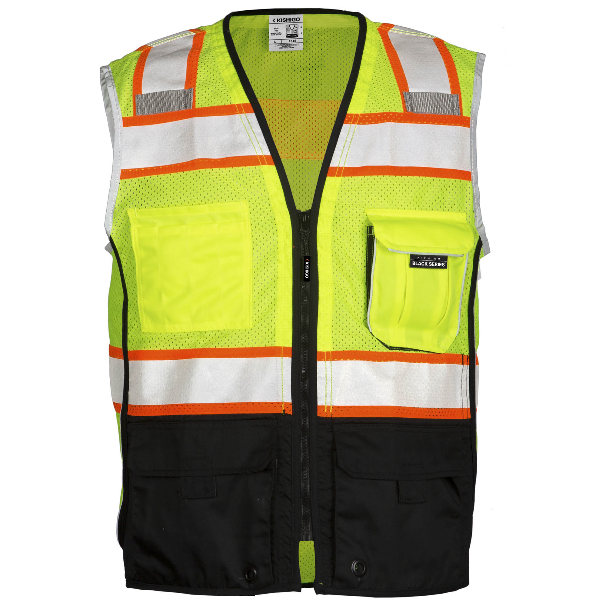 Kishigo 1515 Black Series Black Bottom Safety Vest – Yellow/Lime