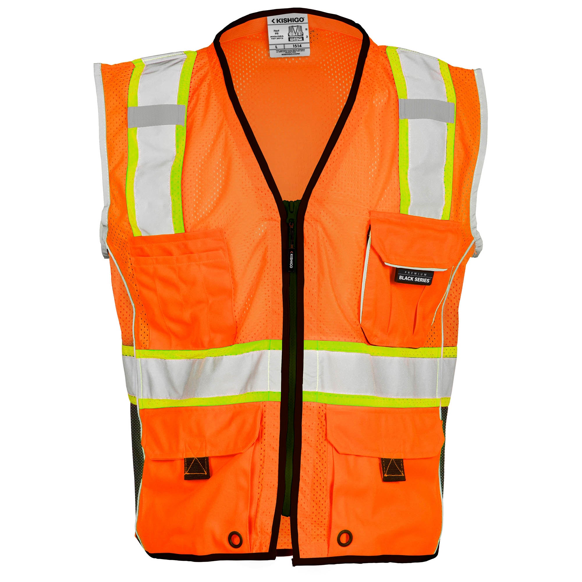 Kishigo 1514 Black Series Heavy Duty Safety Vest - Orange