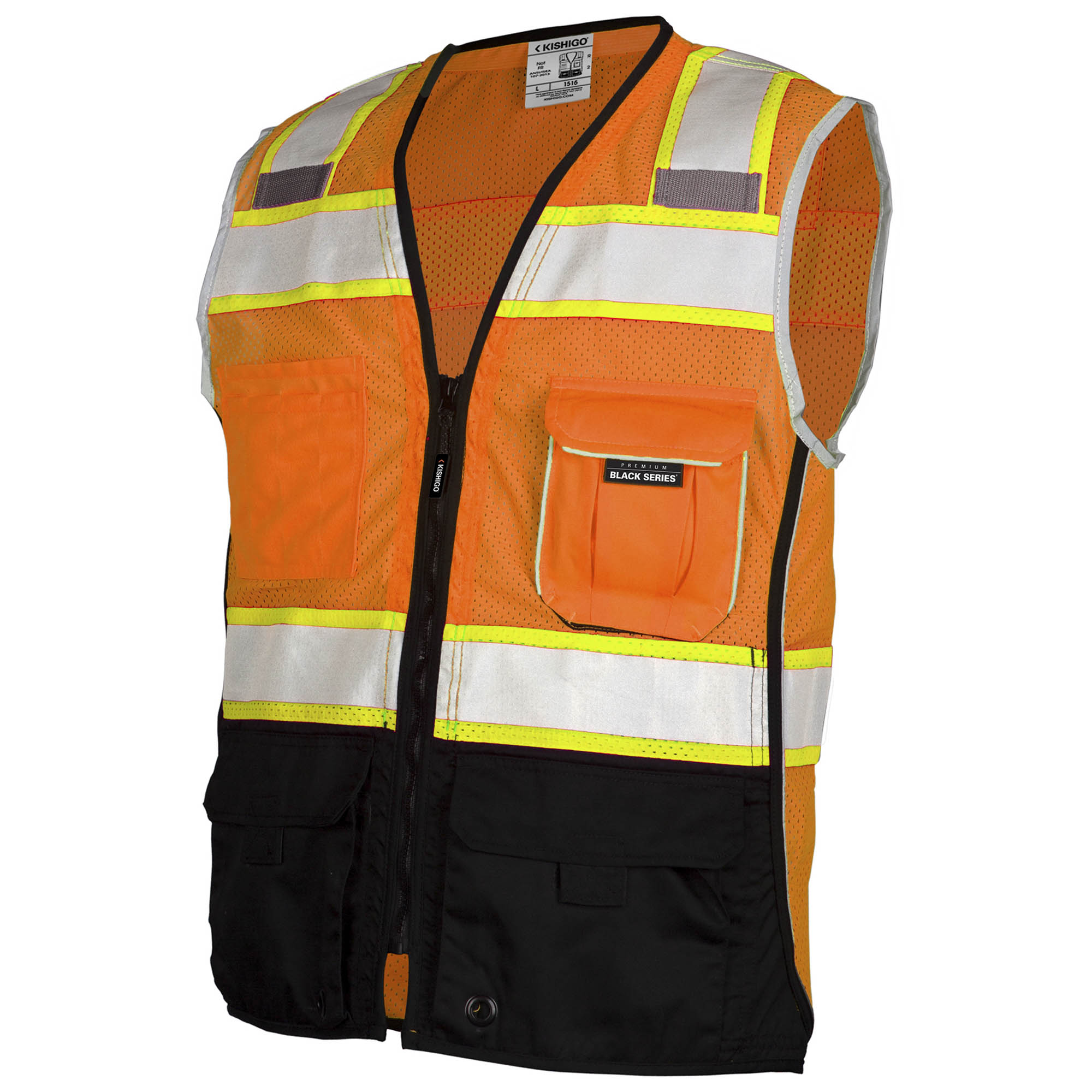 Kishigo 1516 Black Series Black Bottom Safety Vest - Orange