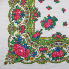 Floral Metallic Scarf White 30"x30"