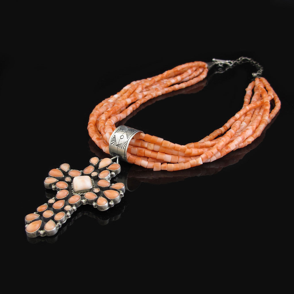 Pink Coral Cross Necklace