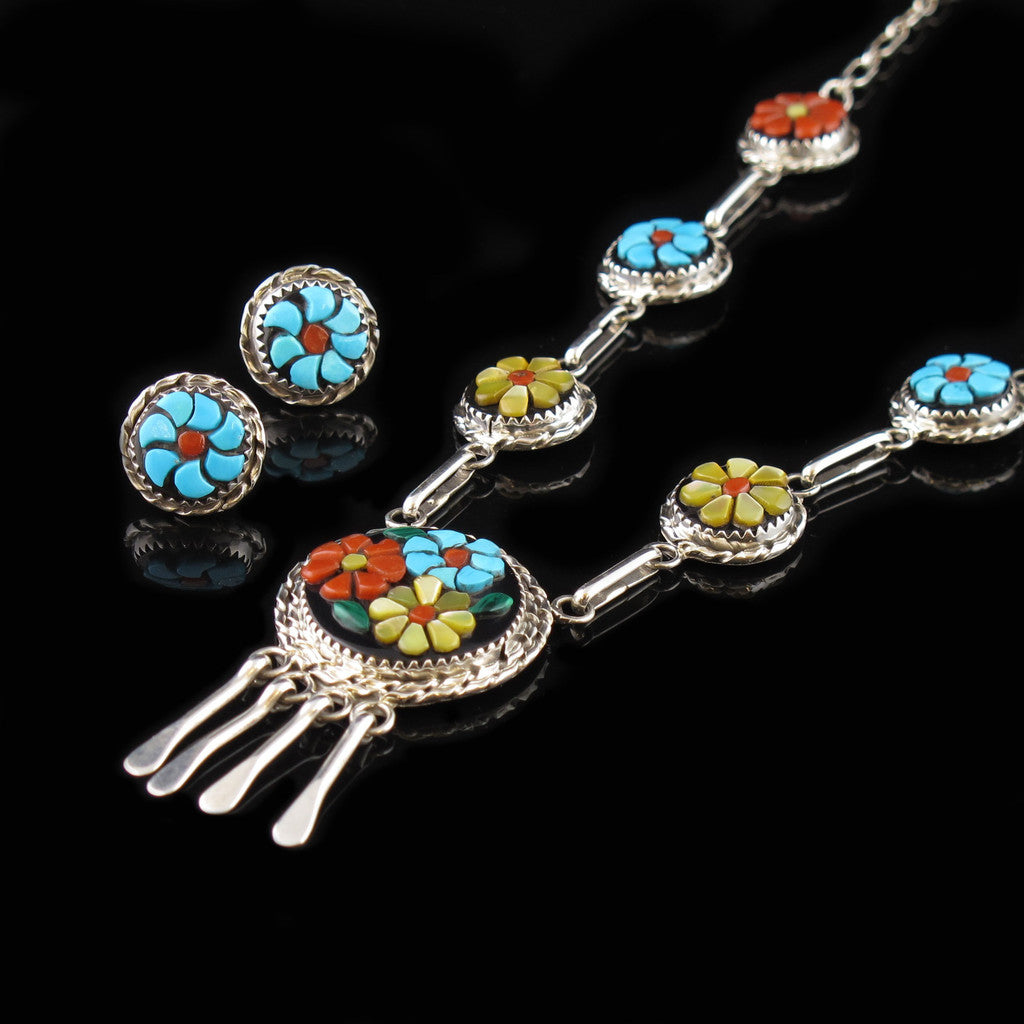 Zuni Floral Necklace Earring Set
