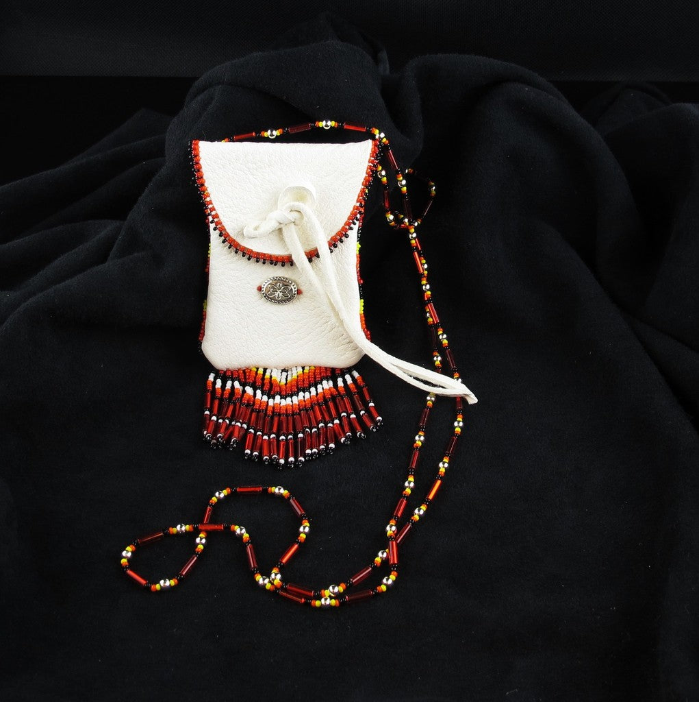 Red Beaded Pouch
