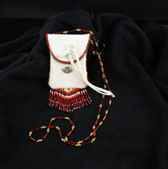 Red Beaded Pouch
