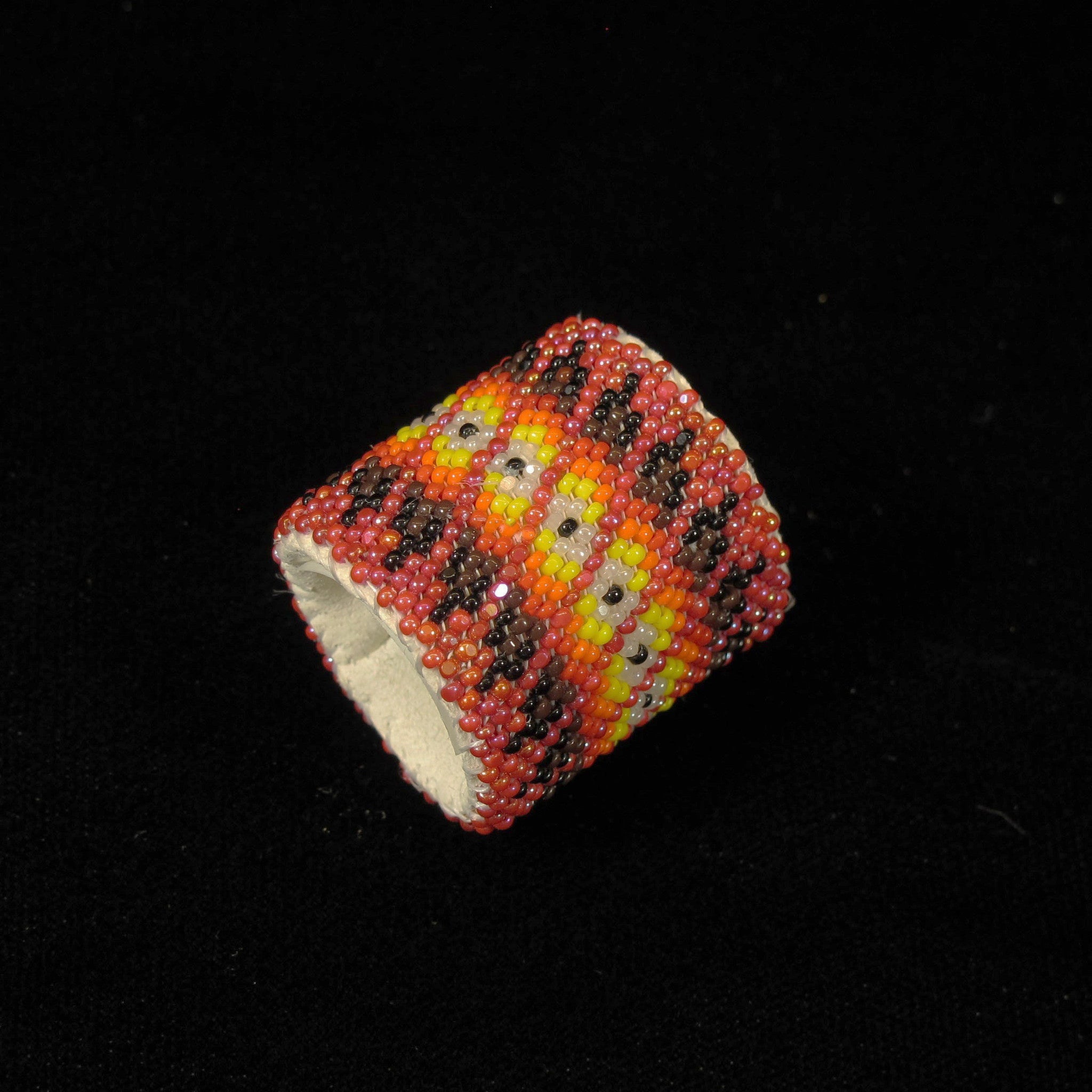 Dark Pink Beaded Scarf Ring Holder