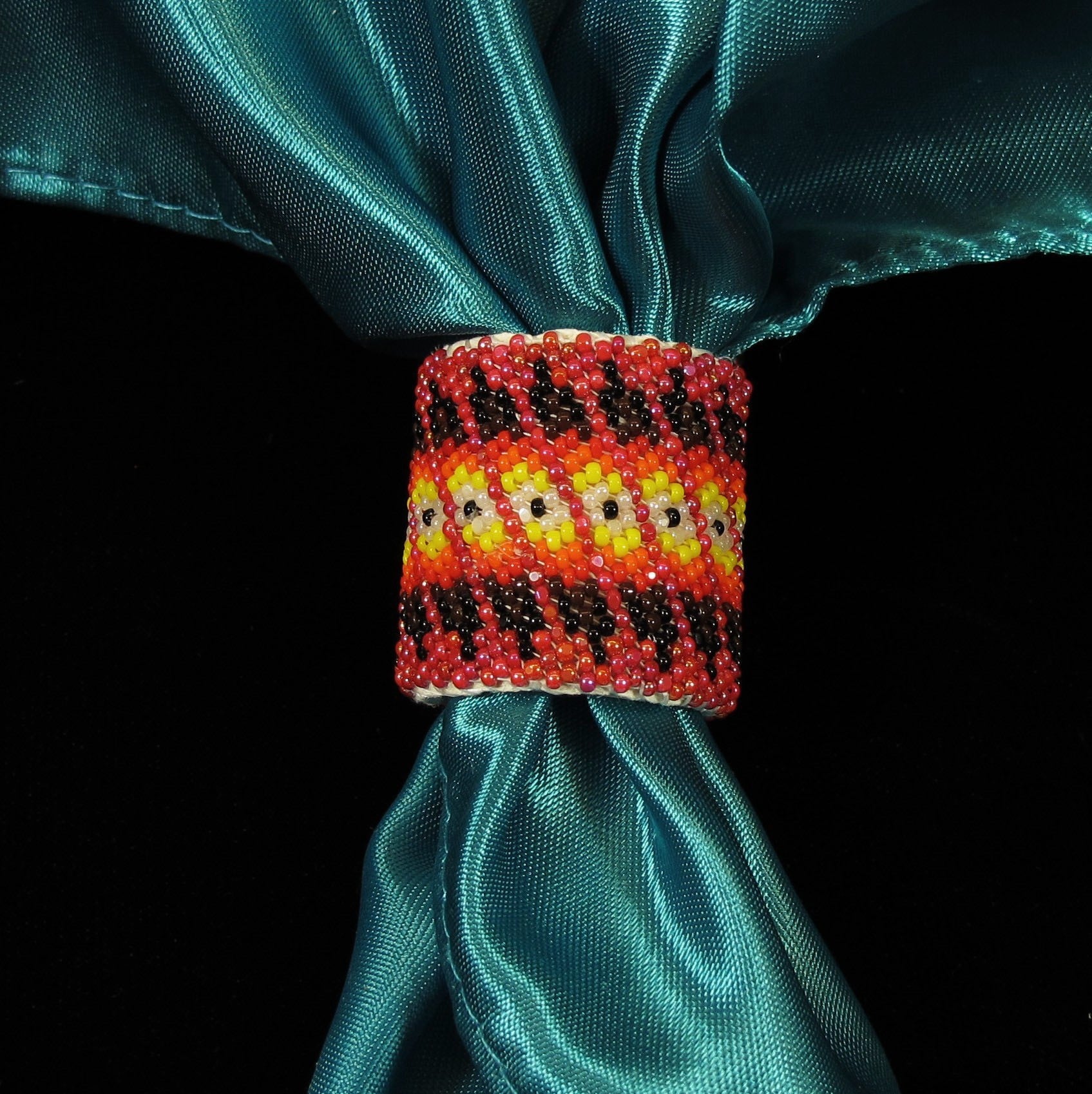 Dark Pink Beaded Scarf Ring Holder