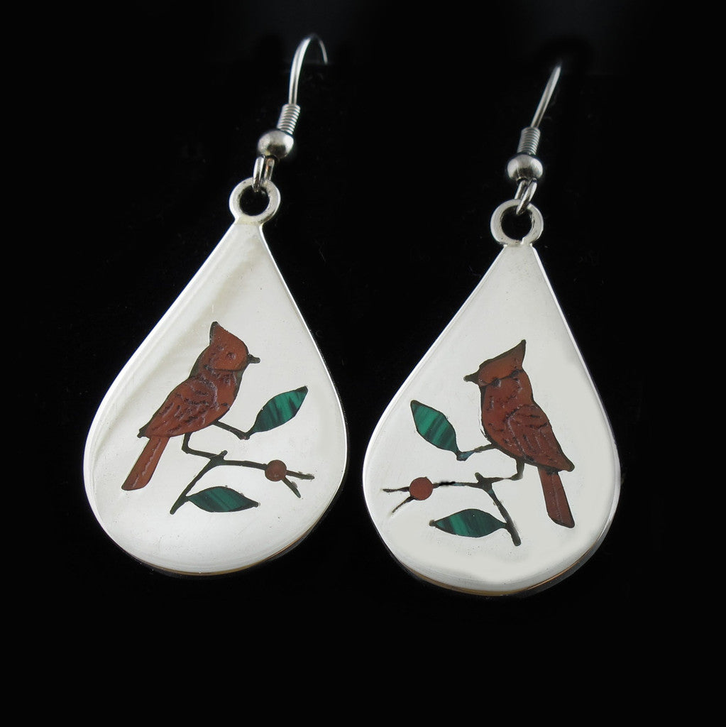 Zuni Red Bird Earrings