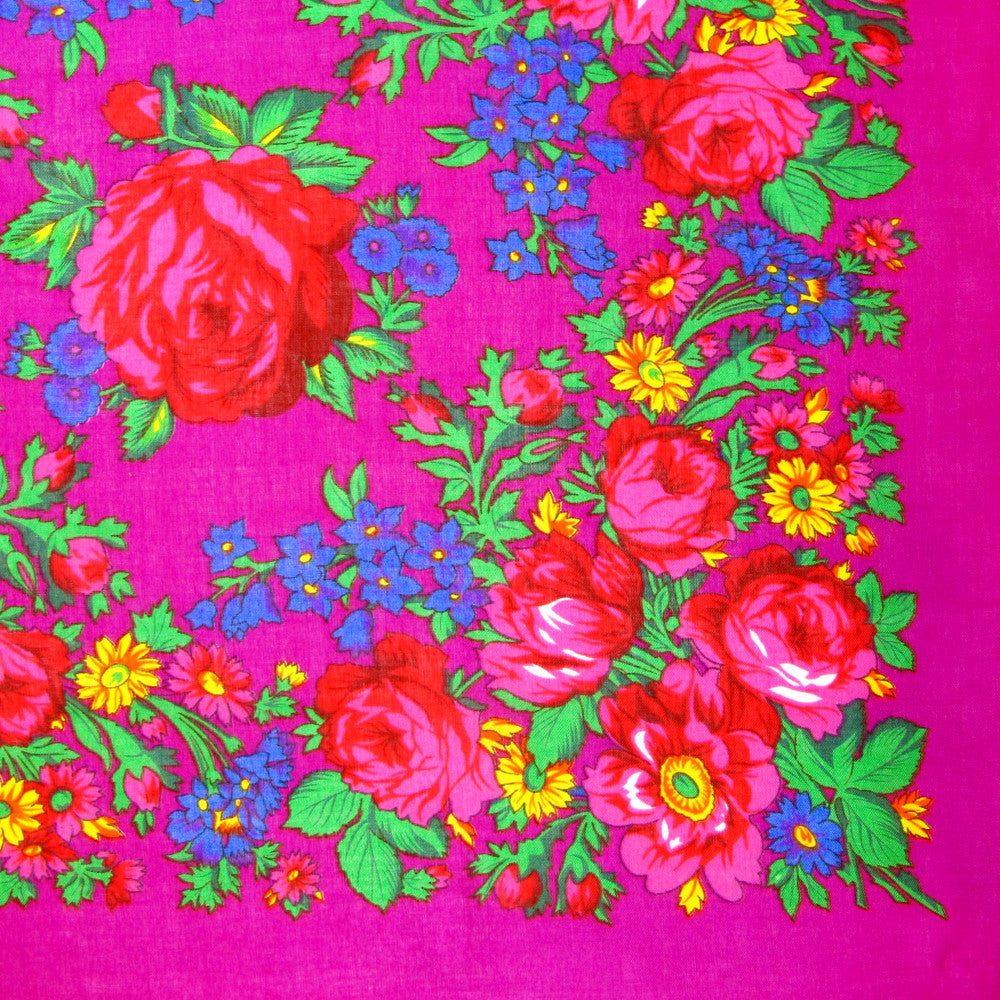X-Large Rose Scarf Fuchsia 60"x60"