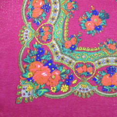 Floral Metallic Scarf Fuchsia 30"x30"