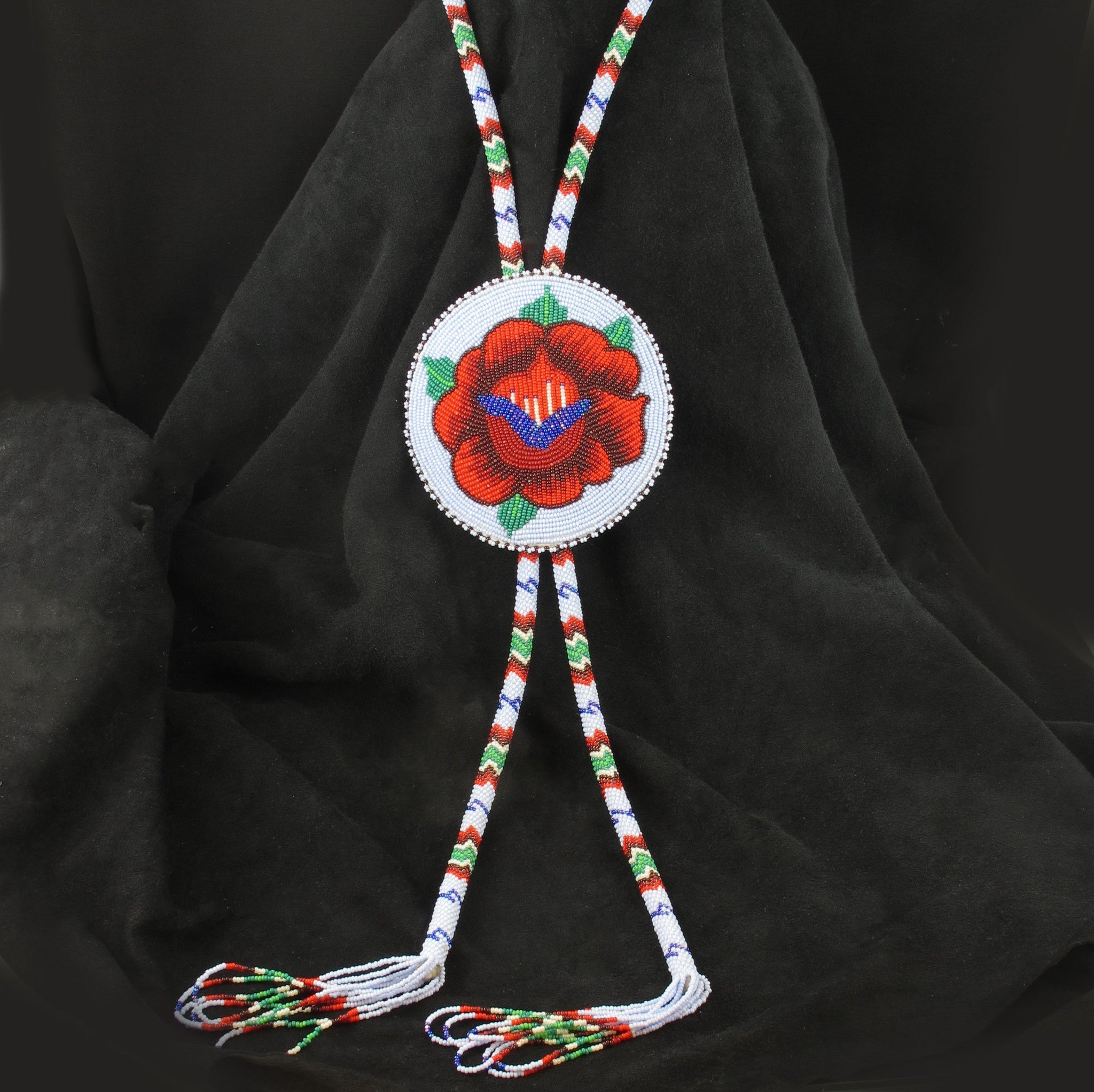 Rose Beaded Bolo Tie