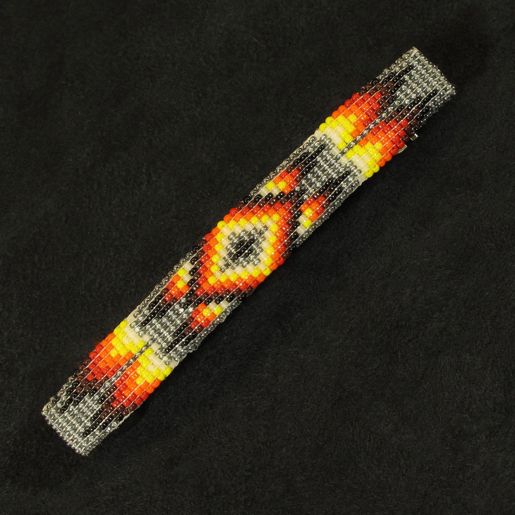 Grey Multi-Color Beaded Barrette