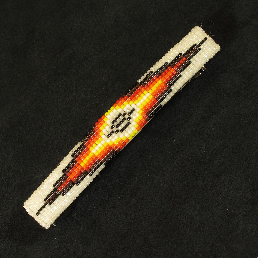White Multi-Color Beaded Barrette
