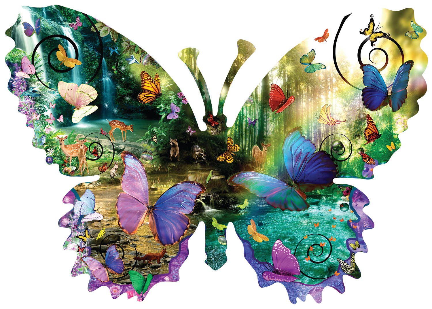 SunsOut - 5090 Forest Butterfly SHAPED Puzzle