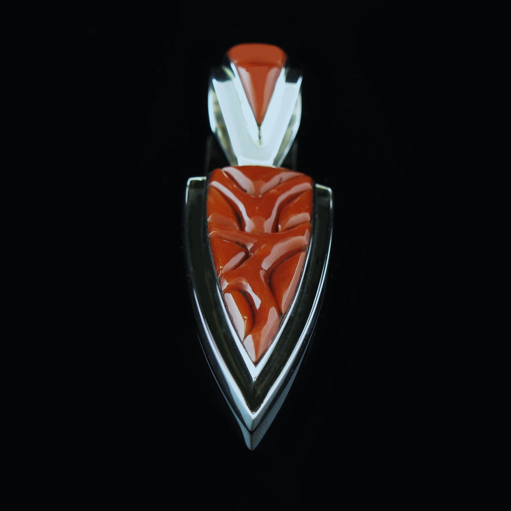 Navajo Inlay Coral Pendant