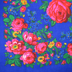 Rose Scarf Royal Blue  30"x30"