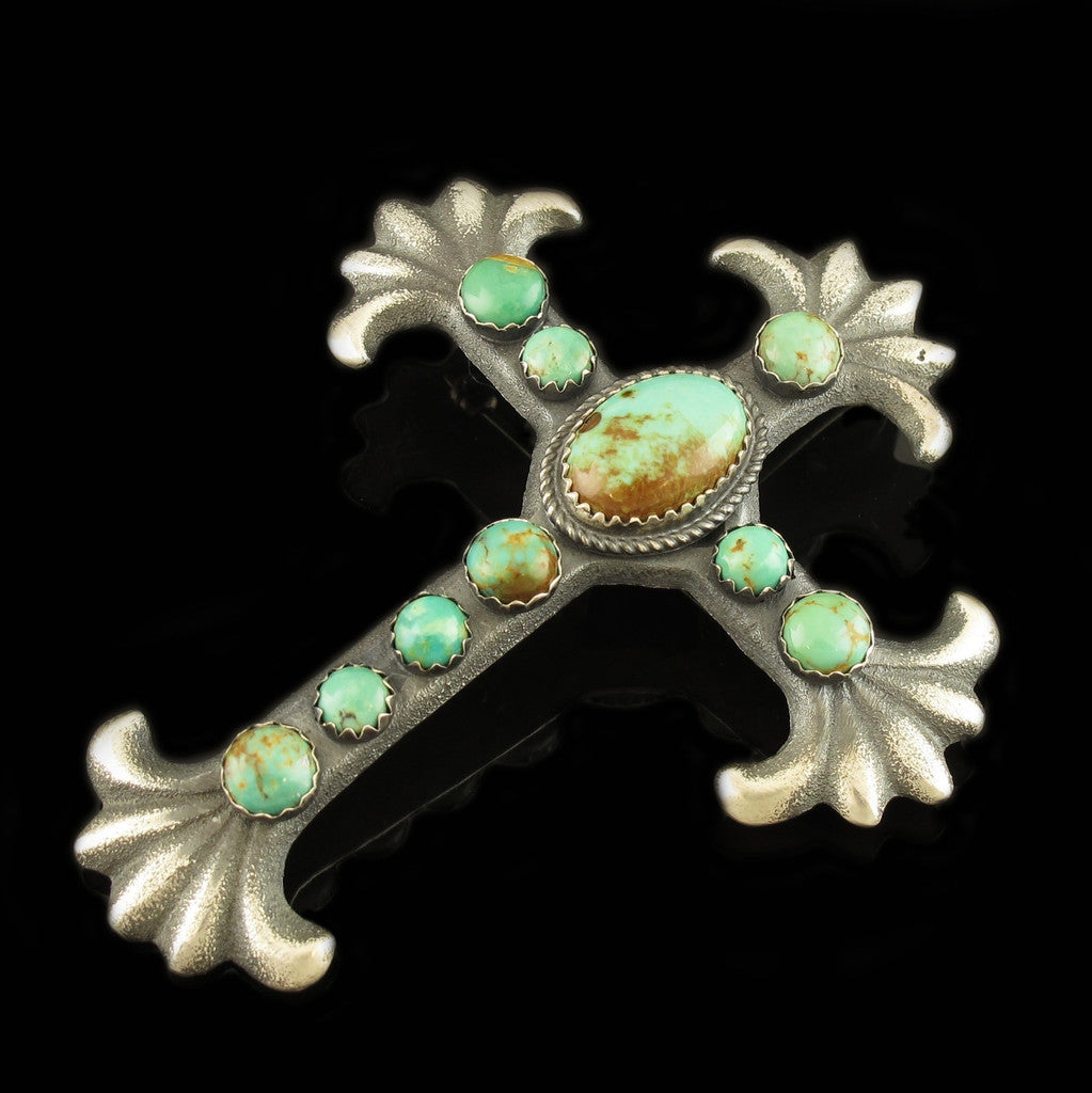 Navajo Turquoise Cross Pin Pendant