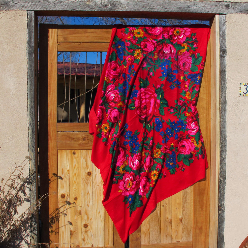 X-Large Rose Scarf Red 60"x60"