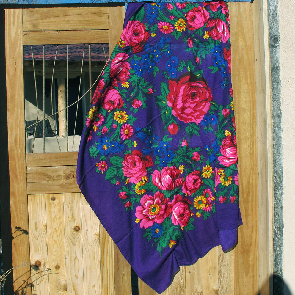 X-Large Rose Scarf Royal Blue 60"x60"