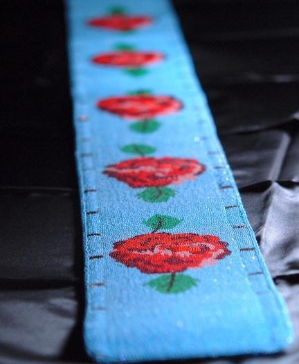 Blue Beaded Rose Belt