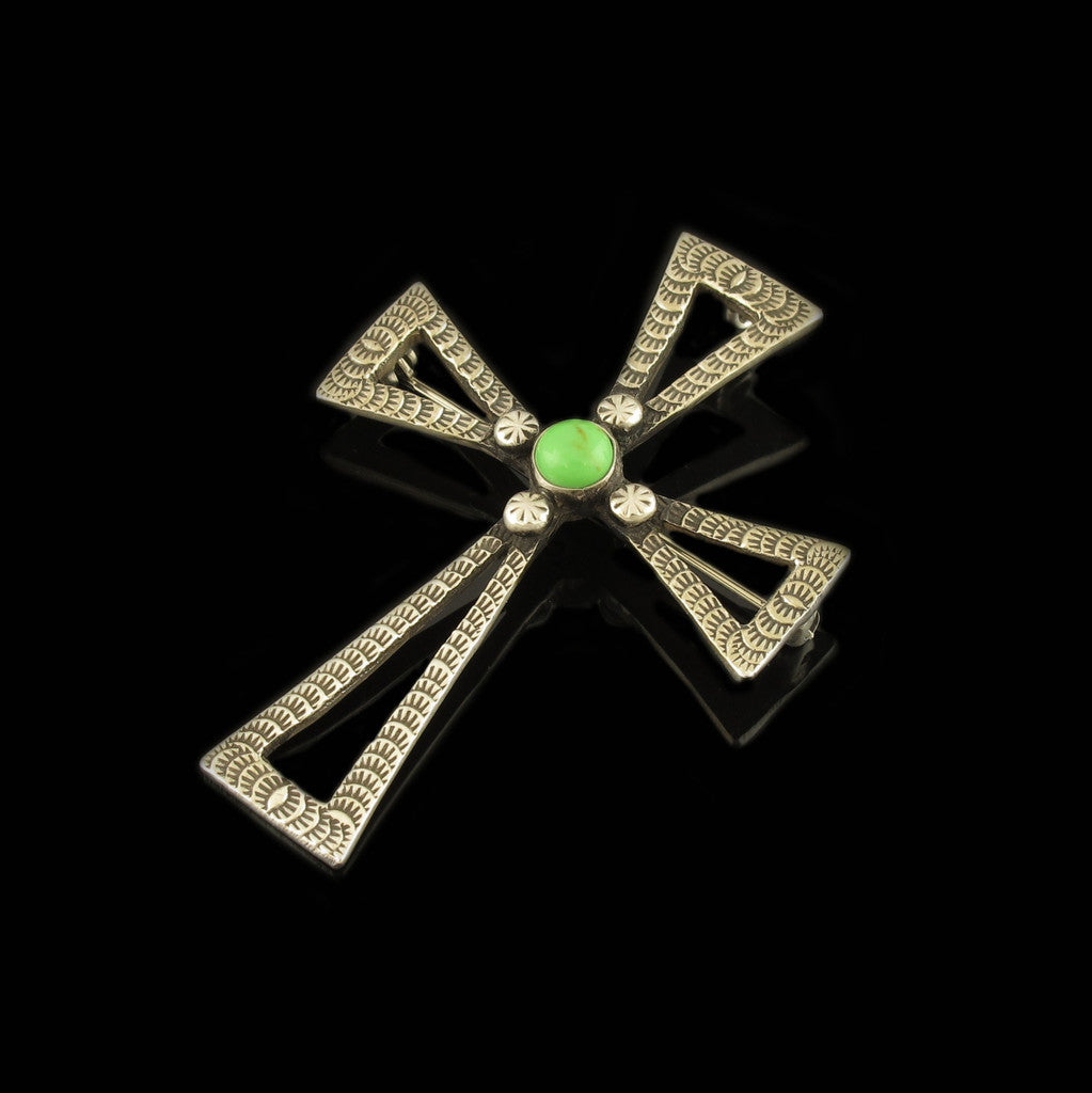 Gaspeite Cross Pin Pendant