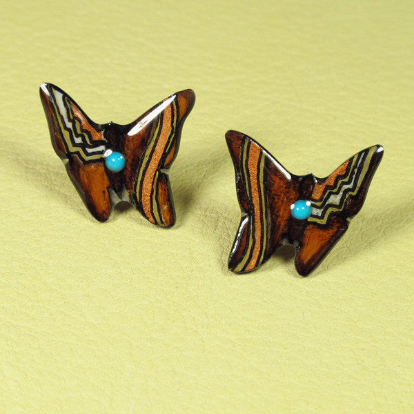 Brown Butterfly Earrings - Handmade Moose Antler Jewelry