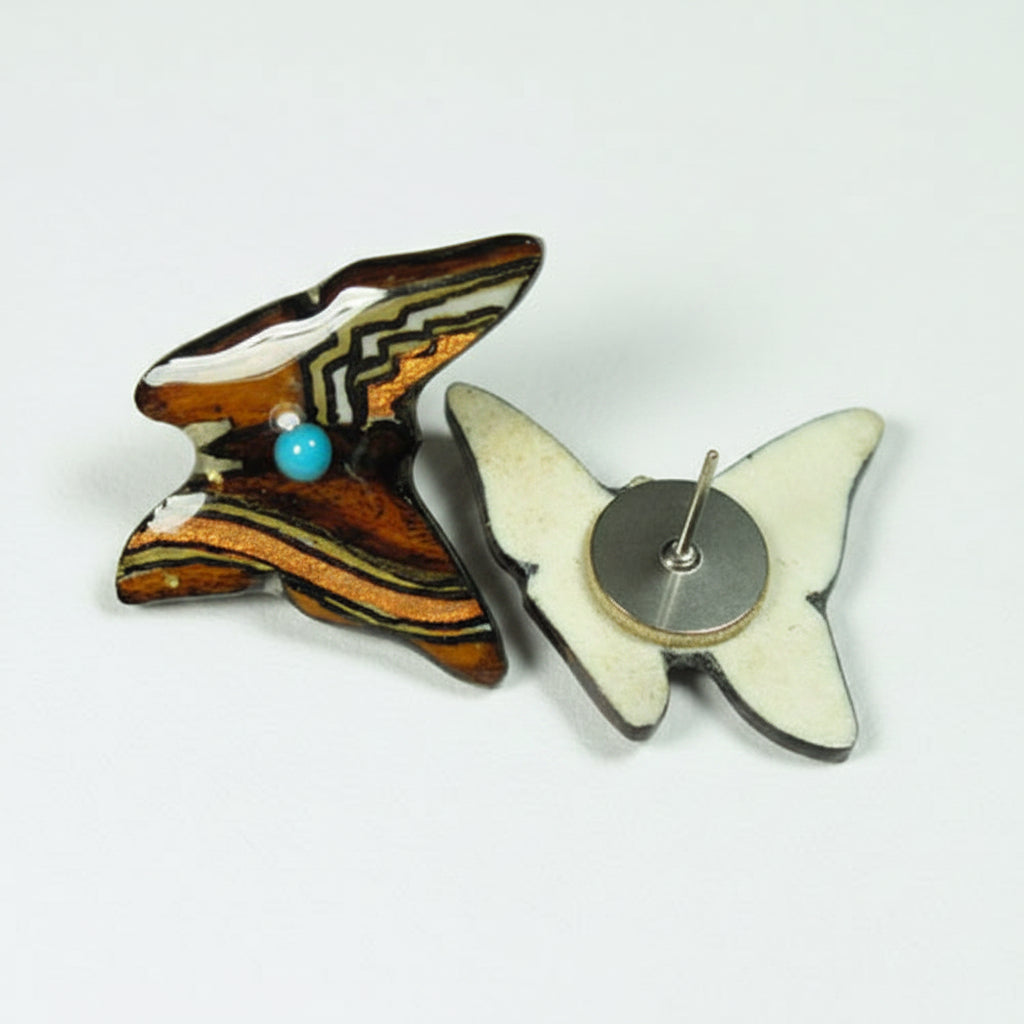 Antler Butterfly Earrings - Brown