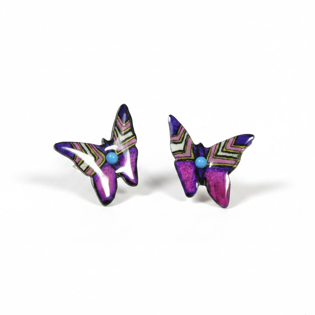 Antler Butterfly Earrings - Purple