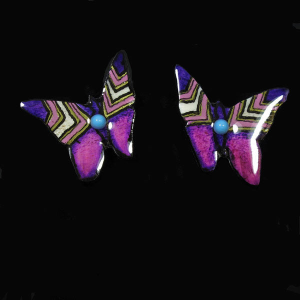 Purple Butterfly Earrings - Handmade Moose Antler Jewelry