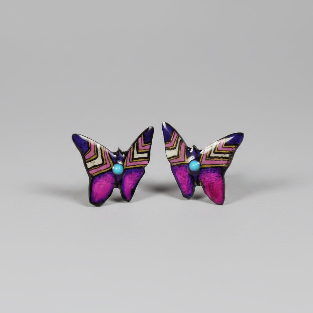 Antler Butterfly Earrings - Purple