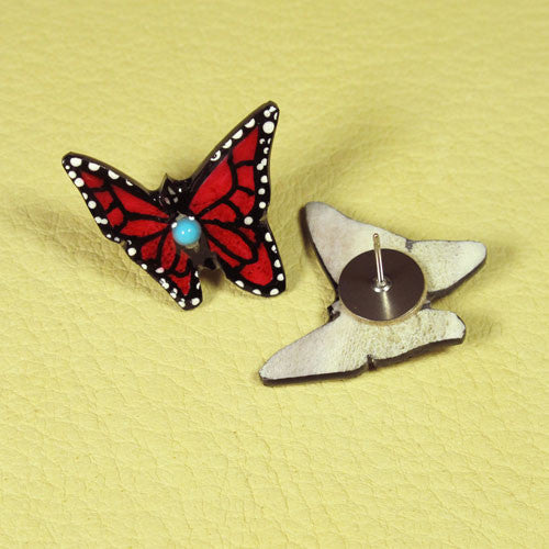 Red Butterfly Earrings - Handmade Moose Antler Jewelry