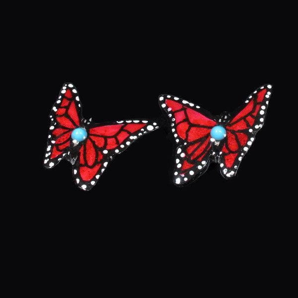 Red Butterfly Earrings - Handmade Moose Antler Jewelry