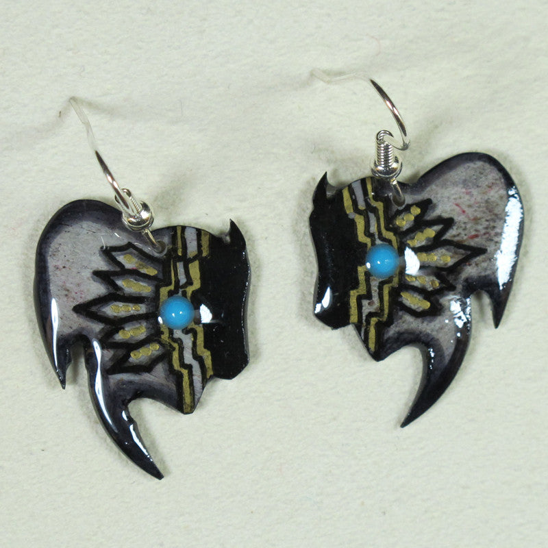 Grey Buffalo Earrings - Handmade Moose Antler Jewelry