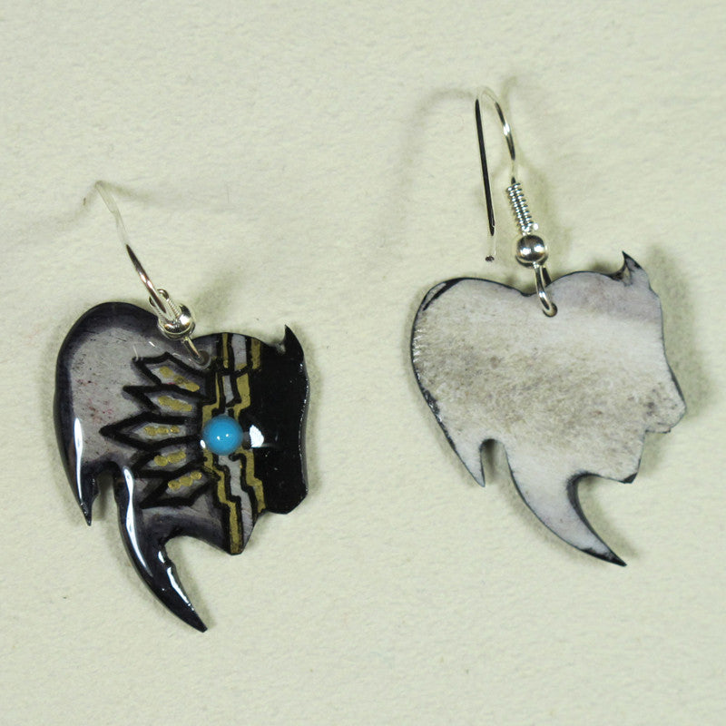 Grey Buffalo Earrings - Handmade Moose Antler Jewelry