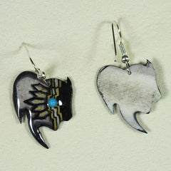 Grey Buffalo Earrings - Handmade Moose Antler Jewelry