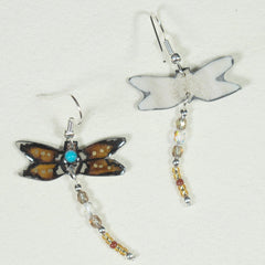 Gold Dragonfly Earrings - Handmade Moose Antler Jewelry