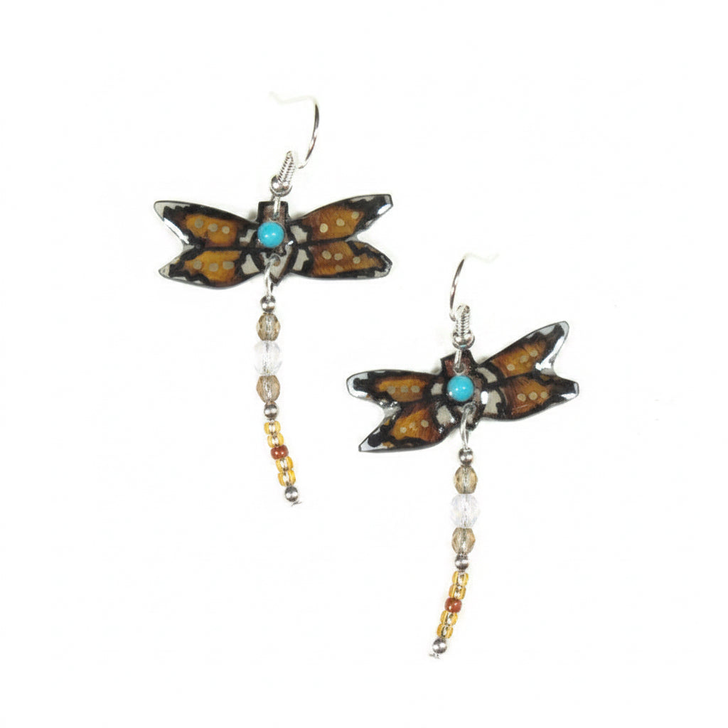Antler Dragonfly Earrings - Gold