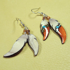 Gold Bronze Double Soaring Feather Earrings- Handmade Moose Antler Jewelry
