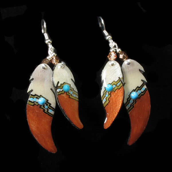 Gold Bronze Double Soaring Feather Earrings- Handmade Moose Antler Jewelry