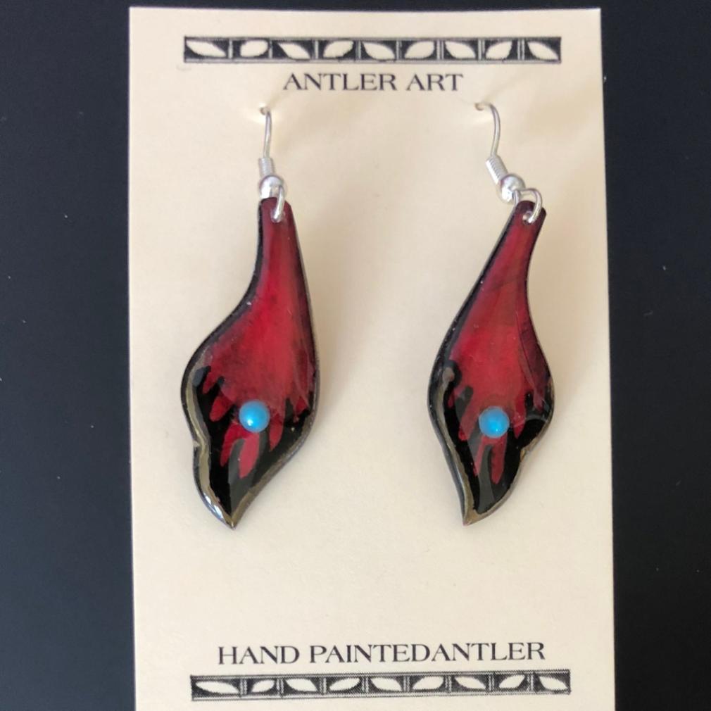 Red Small Leaf Earrings - Handmade Moose Jewelry