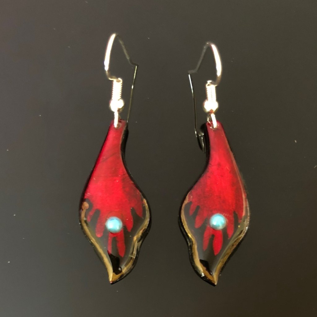 Red Small Leaf Earrings - Handmade Moose Jewelry