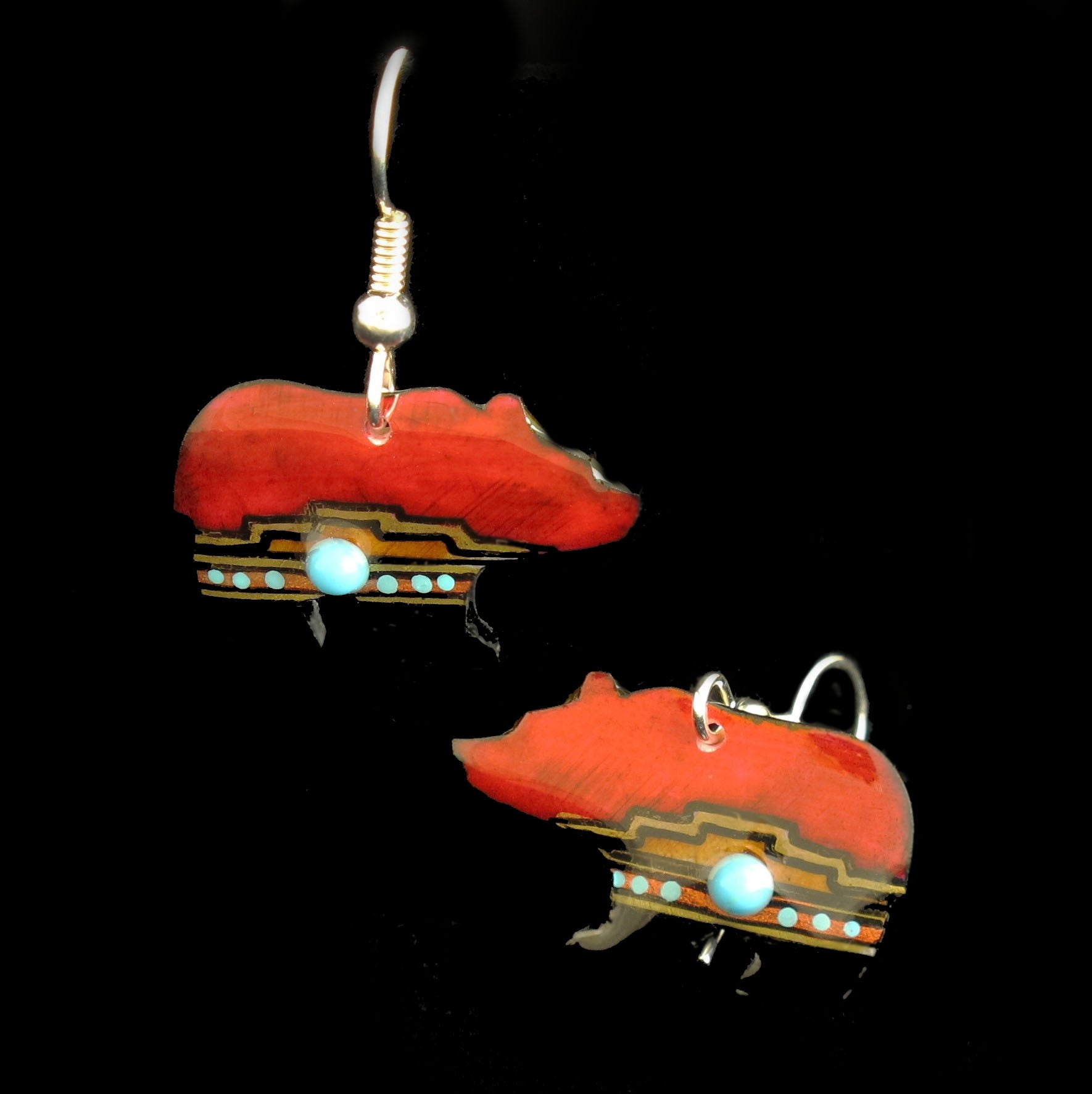 Red Walking Bear Earrings