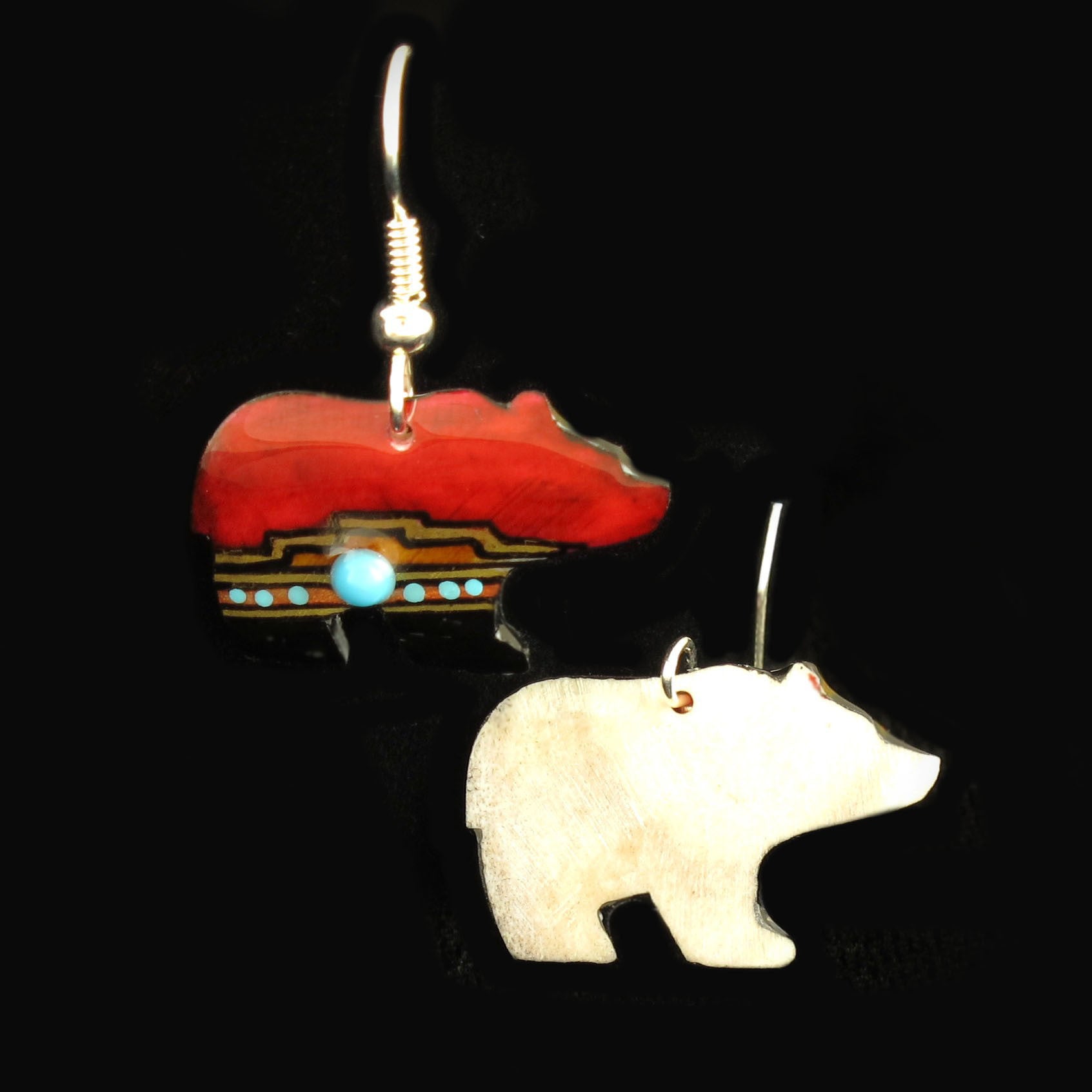 Red Walking Bear Earrings