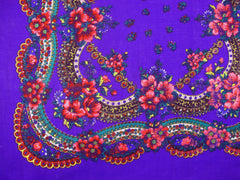 Floral Scarf Royal Blue 30"x30"