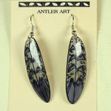 Grey Falcon Feather Earring - Hand Painted Moose Antler Jewelry