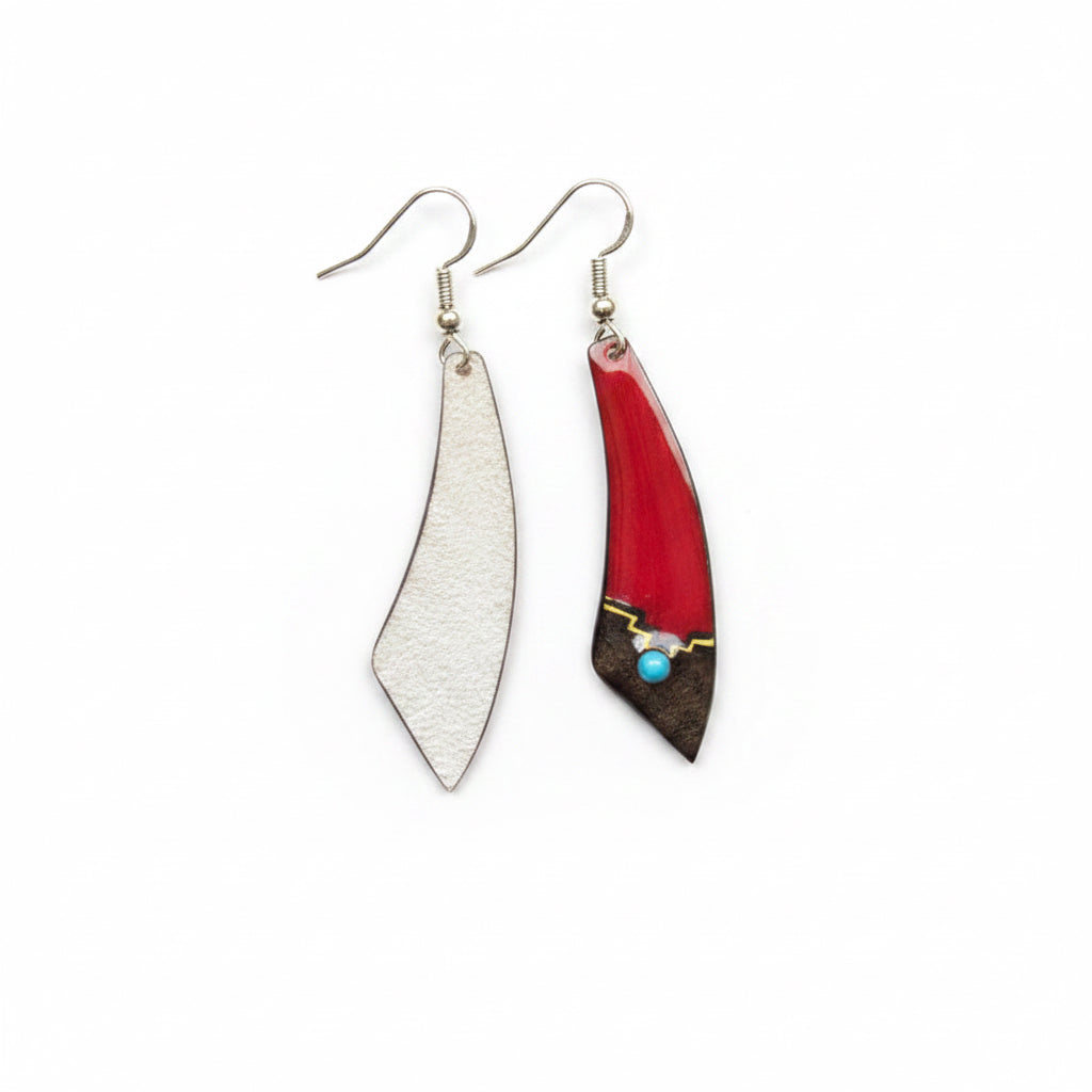 Antler Large Dagger Earrings - Red