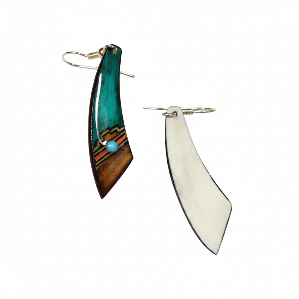 Antler Large Dagger Earrings - Teal